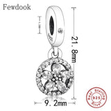925 Silver Snowflake Zircon Bead for Charm Bracelet Jewelry