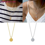 925 Silver Round Clavicle Chain Necklace for Women