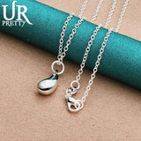 925 Silver Water Drop Pendant Necklace Snake Chain for Woman