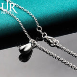 925 Silver Water Drop Pendant Necklace Snake Chain for Woman