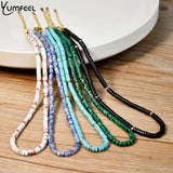 Yumfeel Stone Necklace 316L Stainless Steel Black Agate Malachite Amaz