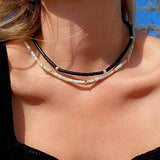 Yumfeel Stone Necklace 316L Stainless Steel Black Agate Malachite Amaz