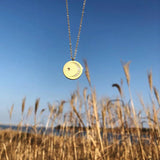 Zircon Stone Small Circle Plate Moon Star Necklace