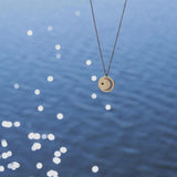 Zircon Stone Small Circle Plate Moon Star Necklace
