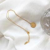 Zircon Stone Small Circle Plate Moon Star Necklace