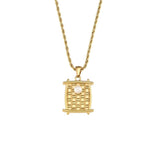 Stainless Steel Rope Chain Square Pearl Necklaces Vintage Jewelry