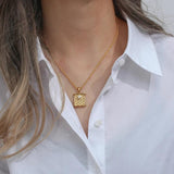 Stainless Steel Rope Chain Square Pearl Necklaces Vintage Jewelry