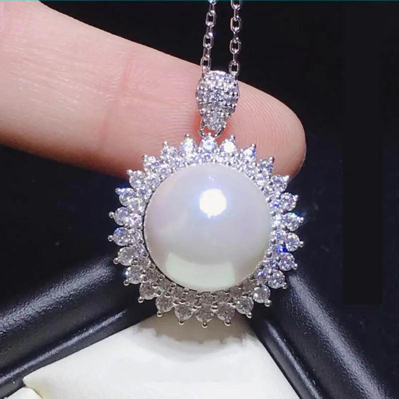 Sterling Silver Necklace for Women BIG Pearl Pendant
