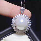 Sterling Silver Necklace for Women BIG Pearl Pendant