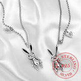 Sterling Silver Rabbit Charm Pendant Necklace for Women