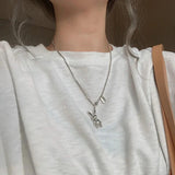 Sterling Silver Rabbit Charm Pendant Necklace for Women