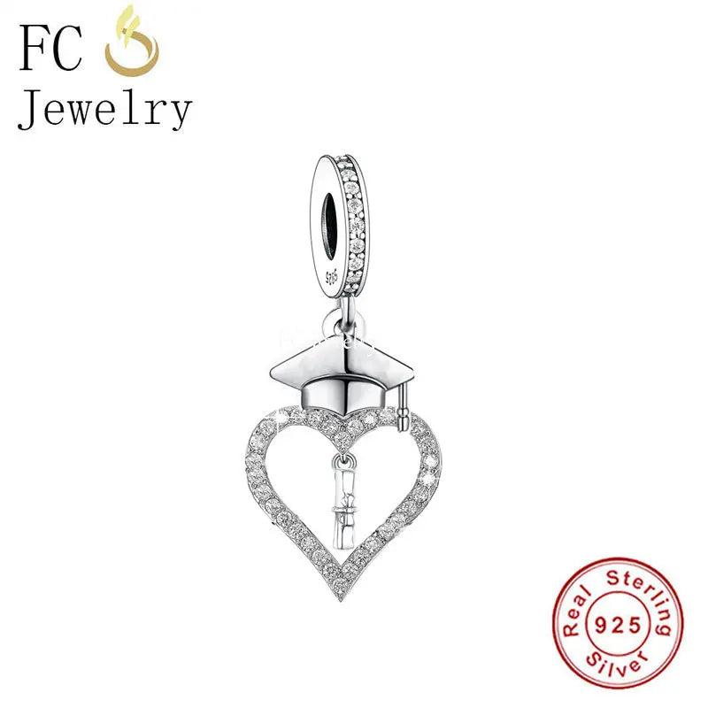 925 Silver Pan Charms Bracelet Graduation Pendant Bead DIY