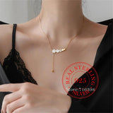 925 Silver Bead Charm Pendant Choker Necklace for Women