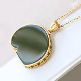Natural Hetian Jade Elephant Xiangyun Pendant Necklace