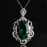 Vintage Oval CZ Pendant Necklace for Women