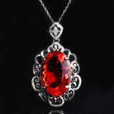 Vintage Oval CZ Pendant Necklace for Women