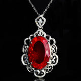 Vintage Oval CZ Pendant Necklace for Women