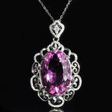 Vintage Oval CZ Pendant Necklace for Women