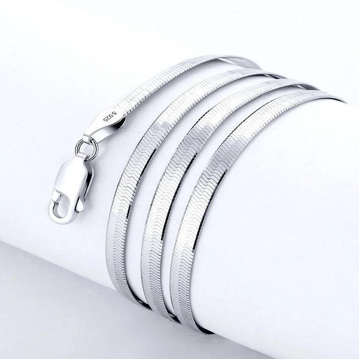925 Silver 4MM Chain Necklace for Women Couple Fine Jewelry Blade Chain