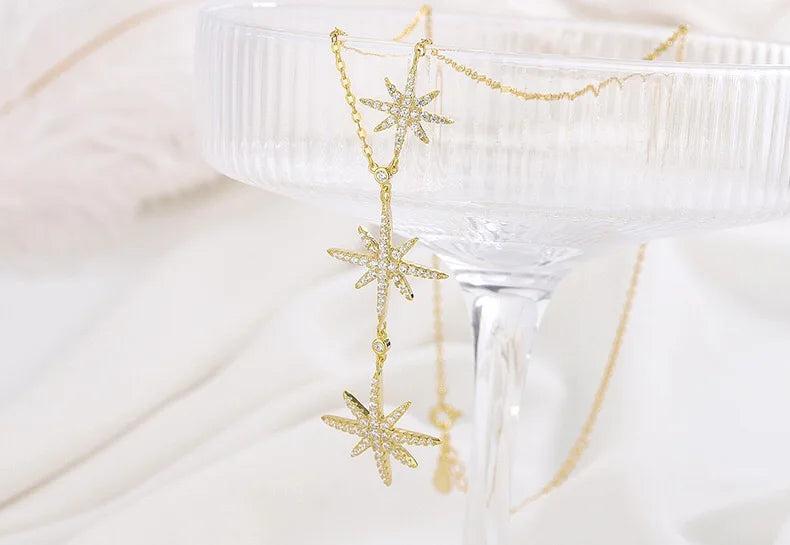 Zircon Star Short Clavicle Chain Necklace