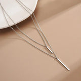 925 Silver Long Layer Necklace Female Niche Pendant Jewelry