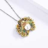 18k Little Bee Necklace with Freshwater Pearl Pendant