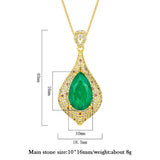 10*16mm Emerald Gold-Color Pendant Necklace for Women Gemstone Lab Diamond