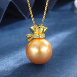 14mm Big Pearl Pendant Necklace Lab Diamonds Fine Jewelry