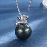 14mm Big Pearl Pendant Necklace Lab Diamonds Fine Jewelry