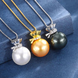 14mm Big Pearl Pendant Necklace Lab Diamonds Fine Jewelry