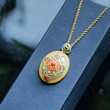 Hetian Jade Flower Necklace Craft Pendant Wedding Jewelry