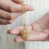 Hetian Jade Flower Necklace Craft Pendant Wedding Jewelry