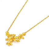 OMHXZJ European Woman Girl Party Gift 24KT Yellow Pendant Necklace