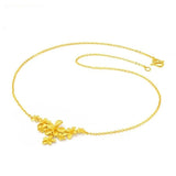 OMHXZJ European Woman Girl Party Gift 24KT Yellow Pendant Necklace