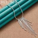 925 Silver Frosted Tassel Pendant for Women Wedding Party Jewelry