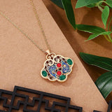 Enamel Carp Pendant Openwork Necklace Vintage Women's Jewelry