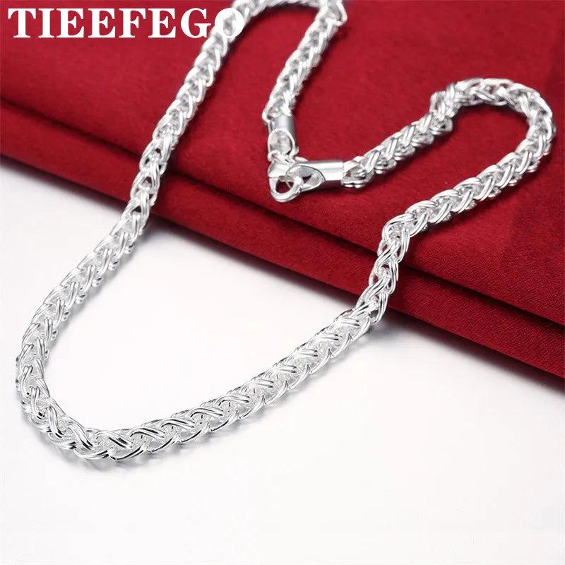 925 Sterling Silver Men's Necklace 20 Inch Twist Loop Jewelry