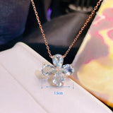S925 Silver Rose Crystal Pendant Necklace