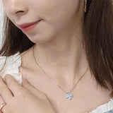 S925 Silver Rose Crystal Pendant Necklace