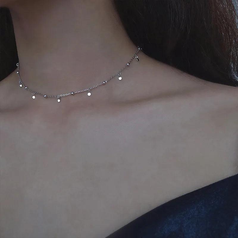 S925 Sterling Silver Tassel Neck Chain Student Jewelry