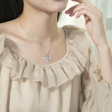 Zircon Crystal Leaf Wreath Pendant Silver Necklace