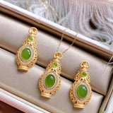 Vintage Hetian Jade Vase Pendant Diamond Necklace