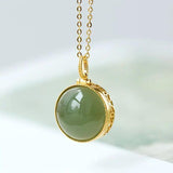 Natural Hetian Jade Hollow Necklace Pendant Charm Ladies Jewelry