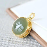 Natural Hetian Jade Hollow Necklace Pendant Charm Ladies Jewelry