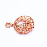 Purple Crystal Necklace 14K Rose Inlaid Round Pendant Jewelry