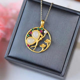 Silver Hotan Jade Zircon Butterfly Fairy Pendant Necklace