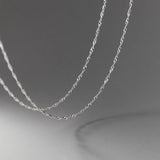 925 Sterling Silver Water Wave Chain Necklace Beauty Collarbone Chain Jewelry