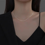 925 Sterling Silver Water Wave Chain Necklace Beauty Collarbone Chain Jewelry
