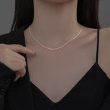 925 Sterling Silver Water Wave Chain Necklace Beauty Collarbone Chain Jewelry