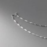 925 Sterling Silver Water Wave Chain Necklace Beauty Collarbone Chain Jewelry